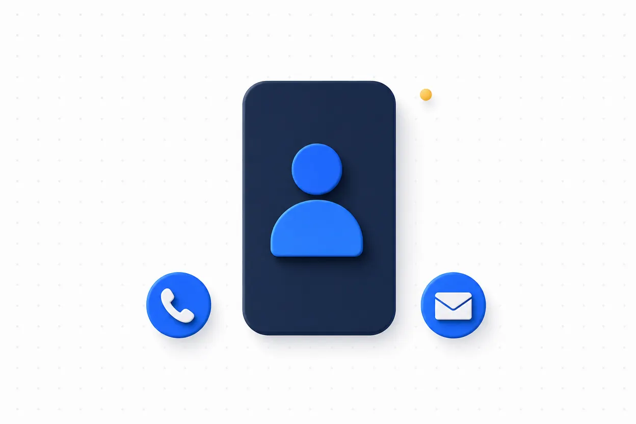 A vertical owner contact card with phone and email icons