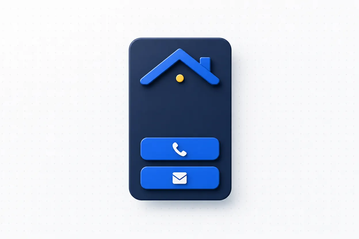 A roofing owner contact card with phone and email icons